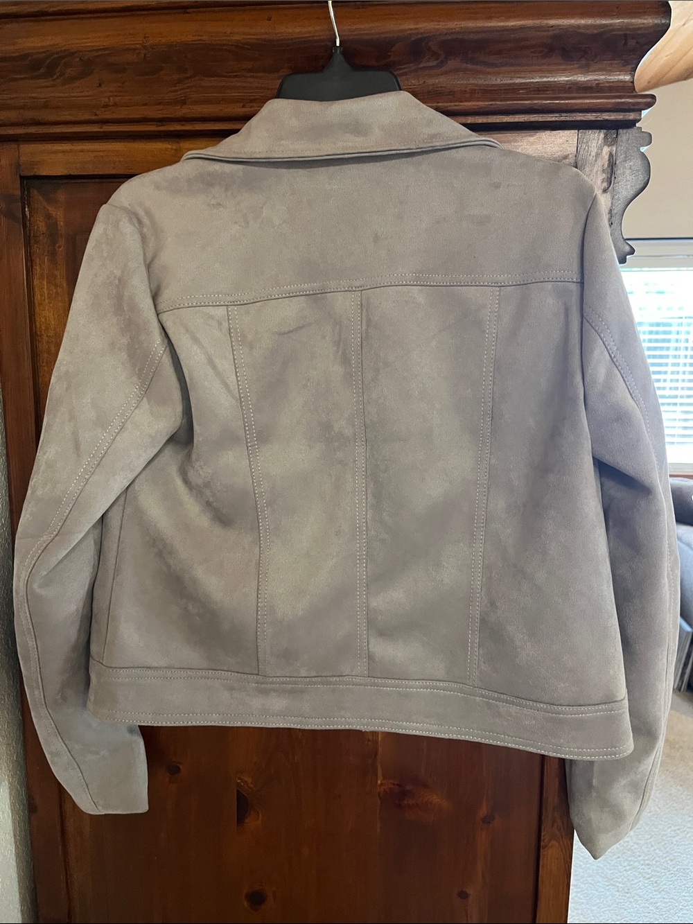 Philosophy Light Gray Suede-Look Jean Jacket